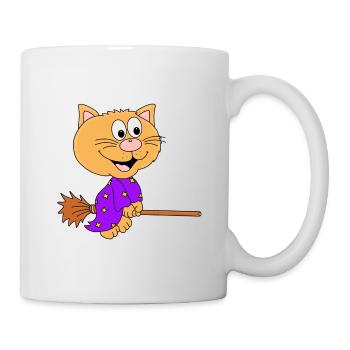 KATZE - HEXE - HEXENBESEN - TIER - KIND - BABY - Tasse - Weiß - Rechts