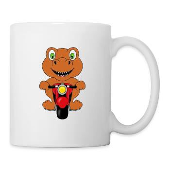 MOTORRAD - MOTORRADFAHRER - BIKER - DINOSAURIER - Tasse - Weiß - Rechts