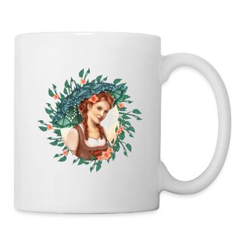 Mädchen mit Regenschirm - Tasse - Weiß - Rechts