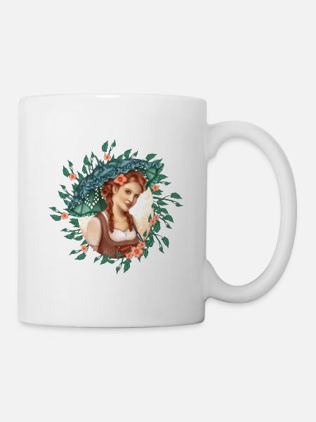 Fille avec un parapluie - Mug blanc - blanc