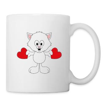 KATZE - CAT - LIEBE - LOVE - HERZEN - TIER - Tasse - Weiß - Rechts