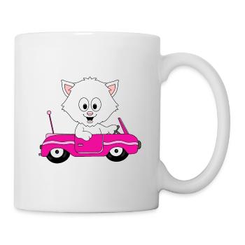 KATZE - CAT - AUTO - CAR - TIER - KIND - BABY - Tasse - Weiß - Rechts