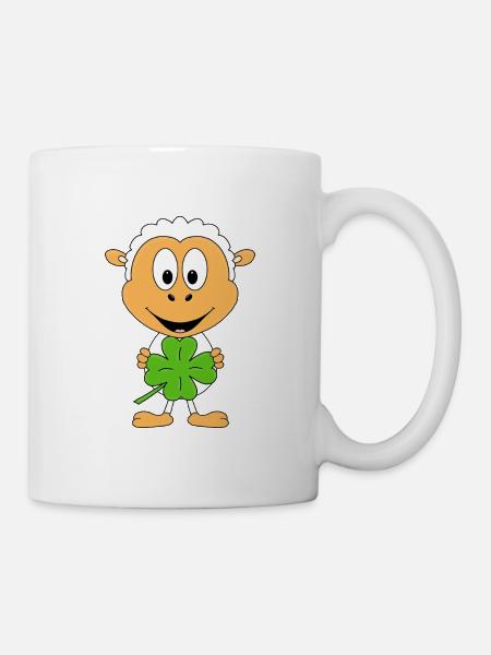 KLEEBLATT - SCHAF - GLÜCKSBRINGER - TIER - KIND - Tasse - Weiß
