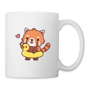 Cute Red Panda With Yellow Duck Pool Float Summer - Mug - white - Right