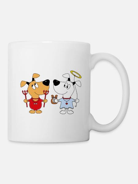 HUNDE - HUND - ENGEL - TEUFEL - HIMMEL - HÖLLE - Tasse - Weiß