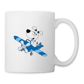 HUND - FLUGZEUG - TIER - KIND - BABY - Tasse - Weiß - Rechts