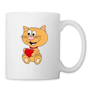 KATZE - HERZ - LIEBE - LOVE - TIERLIEB - TIERISCH - Tasse - Weiß - Rechts