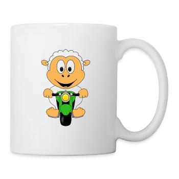 MOTORRAD - BIKER - SCHAF - TIER - TIERISCH - Tasse - Weiß - Rechts