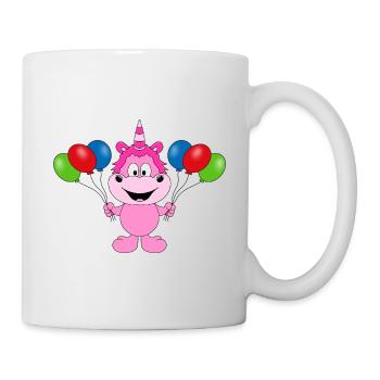 EINHORN - LUFTBALLONS - KIND - BABY - TIERISCH - Tasse - Weiß - Rechts