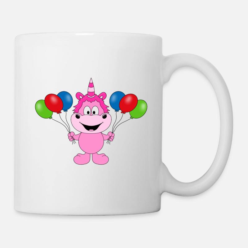 EINHORN - LUFTBALLONS - KIND - BABY - TIERISCH - Tasse - Weiß