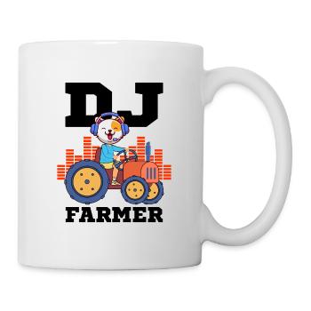 DJ Farmer Cat Farm Driving Tractor Music Funny - Mug - white - Right