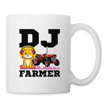 DJ Farmer Cat Farm Driving Tractor Music Funny - Mug - white - Right