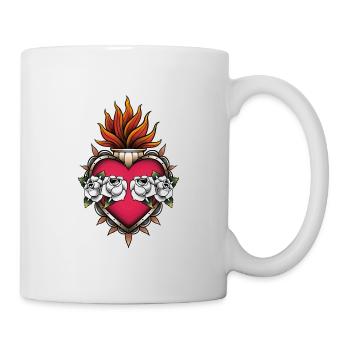 Herz & Rosen Stil Old-School Tattoo Tradi. - Tasse - Weiß - Rechts