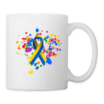 Chemise de la Gay Pride avec ruban de paix ukrainien - Mug blanc - blanc - Droite
