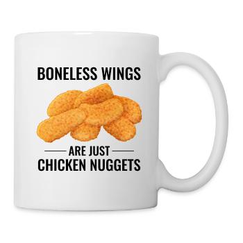 Chicken Nuggets Knochenlose Flügel Feinschmecker Lustiger Spruch - Tasse - Weiß - Rechts