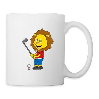 LÖWE - LION - GOLF - GOLFER - GOLFEN - SPORT - Tasse - Weiß - Rechts