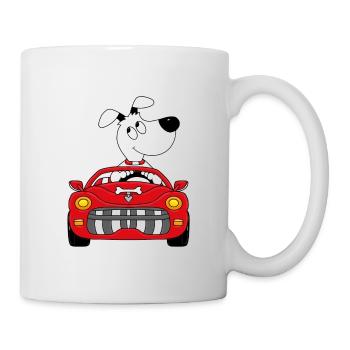 HUND - AUTO - CABRIO - MOTORSPORT - TIERISCH - Tasse - Weiß - Rechts
