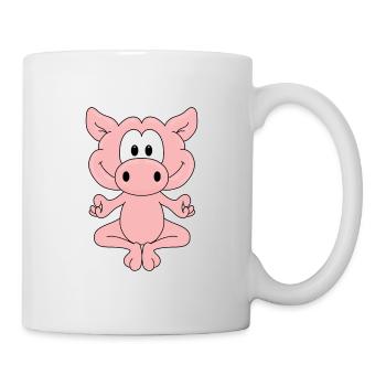 YOGA - PILATES - SCHWEIN - TIER - TIERISCH - Tasse - Weiß - Rechts