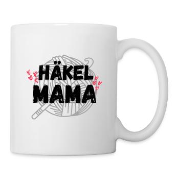 Häkelmama! Häkeln Mutter rote herzen grau weiß - Tasse - Weiß - Rechts