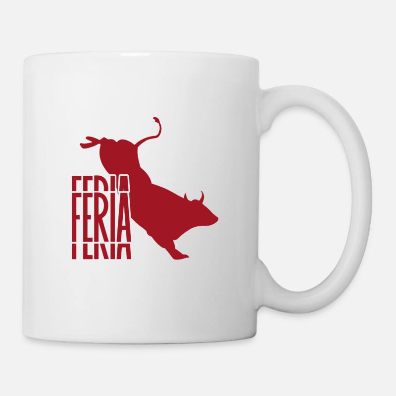 Feria - Logo couleur rouge / blanc & taureau - Mug blanc - blanc