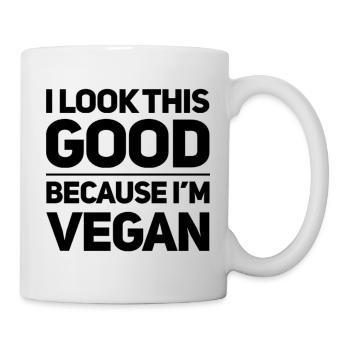 I Look This Good Because I'm Vegan - Tasse - Weiß - Rechts