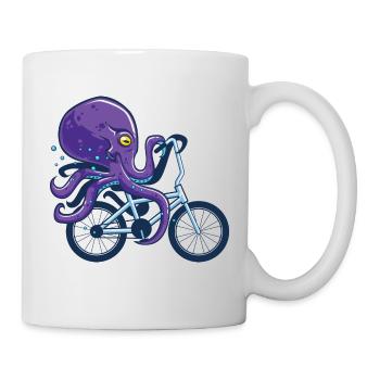 Octopus Riding Bicycle - Mug blanc - blanc - Droite