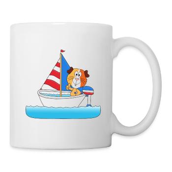 SEGELN - BOOT - SCHIFF - MEERSCHWEINCHEN - TIER - Tasse - Weiß - Rechts