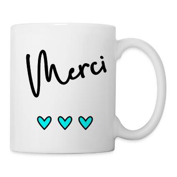 MERCI. THANKS. THANK YOU. ANNIVERSAIRE. NAISSANCE. - Mug blanc - blanc - Droite