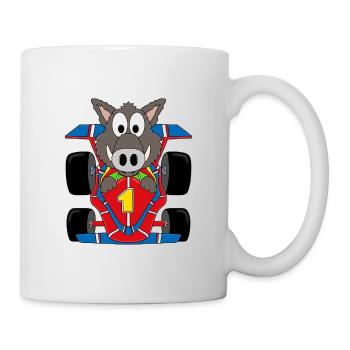 AUTO - RENNFAHRER - AUTORENNEN - WILDSCHWEIN - Tasse - Weiß - Rechts