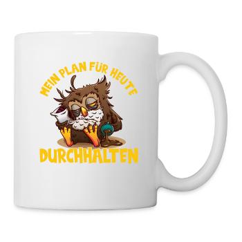 Eule Kaffee Müde Plan für heute - Tasse - Weiß - Rechts