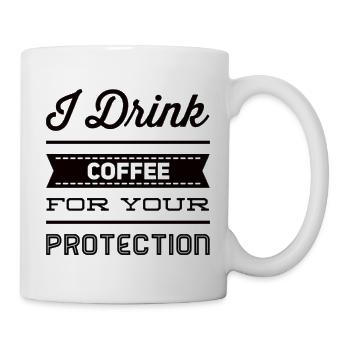 Je bois du café pour votre protection - Mug blanc - blanc - Droite