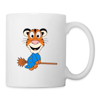 TIGER - HEXE - HEXENBESEN - TIER - KIND - BABY - Tasse - Weiß - Rechts