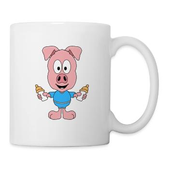 SCHWEIN - FLÄSCHCHEN - BABY - NACHWUCHS - TIERISCH - Tasse - Weiß - Rechts