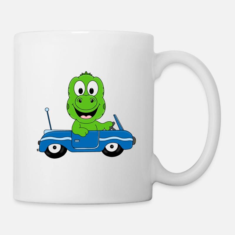AUTO - DINOSAURIER - TIER - KIND - BABY - Tasse - Weiß