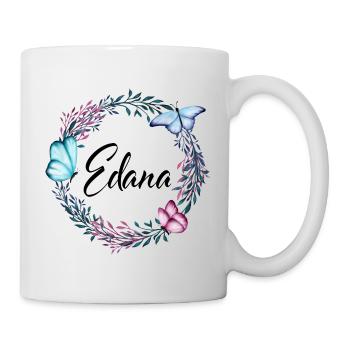 Edana, name, lettering, flower wreath, gift - Mug - white - Right