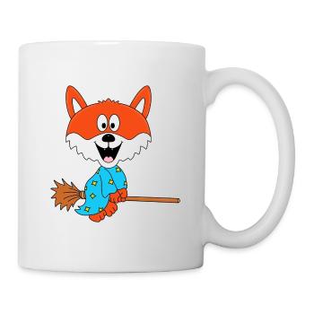 FUCHS - HEXENBESEN - HEXE - TIER - KIND - BABY - Tasse - Weiß - Rechts