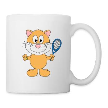 TENNIS - TENNISSPIELER - SPORT - HAMSTER - TIER - Tasse - Weiß - Rechts