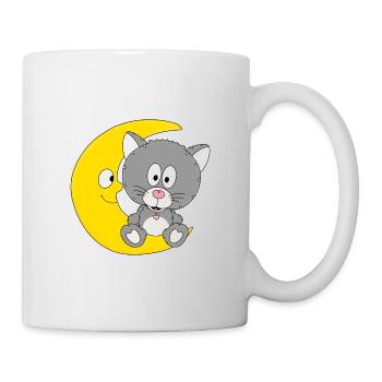 MOND - KATZE - TIER - KIND - BABY - Tasse - Weiß - Rechts