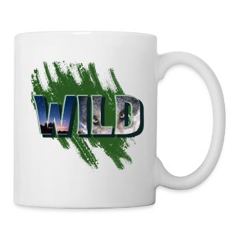 Coole Wildinschrift mit einem Wolf - Tasse - Weiß - Rechts