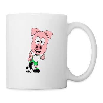 SCHWEIN - FUßBALL - SPORT - TIER - KIND - BABY - Tasse - Weiß - Rechts