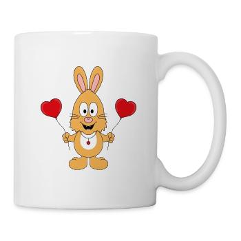 HASE - LUFTBALLONS - HERZEN - LIEBE - LOVE - Tasse - Weiß - Rechts