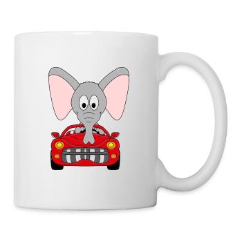ELEFANT - AUTO - AUTOMOBIL - AUTOFAHRER - TIER - Tasse - Weiß - Rechts