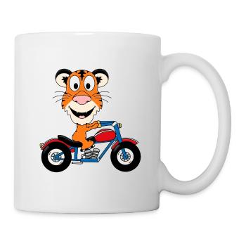 TIGER - MOTORRAD - BIKER - MOTORRADFAHRER - TIER - Tasse - Weiß - Rechts