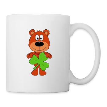 TEDDY - BÄR - TEDDYBÄR - KLEE - KLEEBLATT - Tasse - Weiß - Rechts