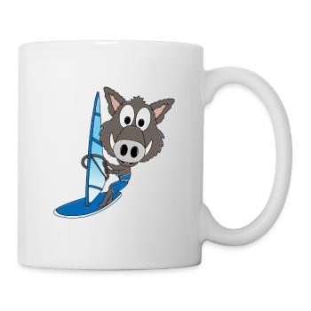WINDSURFER - WILDSCHWEIN - WASSERSPORT - TIERISCH - Tasse - Weiß - Rechts
