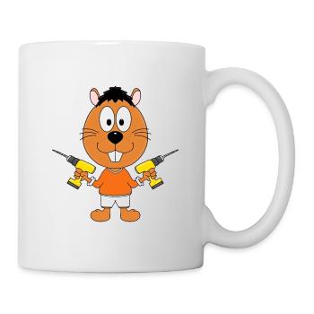BIBER - HANDWERKER - HEIMWERKER - BOHRER - TIER - Tasse - Weiß - Rechts