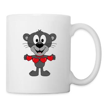 PANTHER - LIEBE - LOVE - HERZEN - TIERISCH - Tasse - Weiß - Rechts