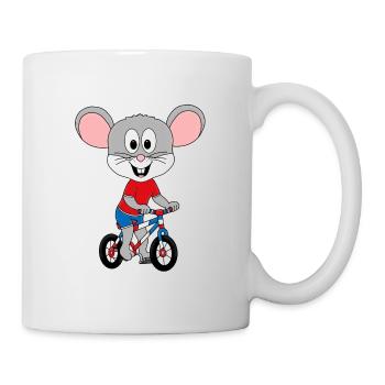 MAUS - FAHRRAD - TIER - KINDER - BABY - FUN - Tasse - Weiß - Rechts