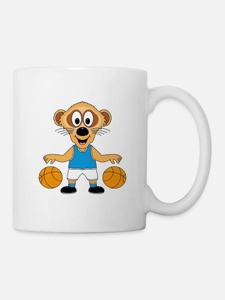 BASKETBALL - ERDMÄNNCHEN - TIER - SPORT - FUN - Tasse - Weiß