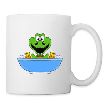 KROKODIL - BADEWANNE - TIER - KINDER - BABY - Tasse - Weiß - Rechts